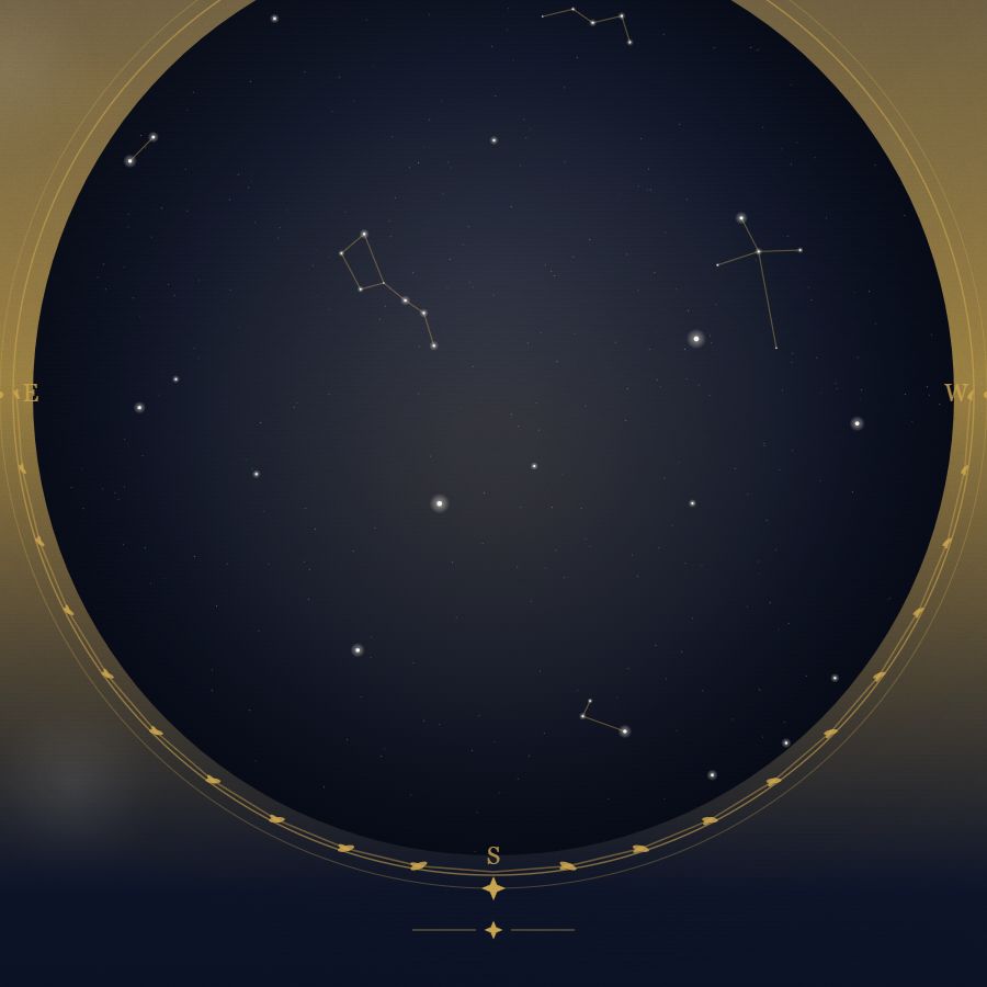 The night sky over Istanbul — a star map showing the constellations visible from 41.01°N