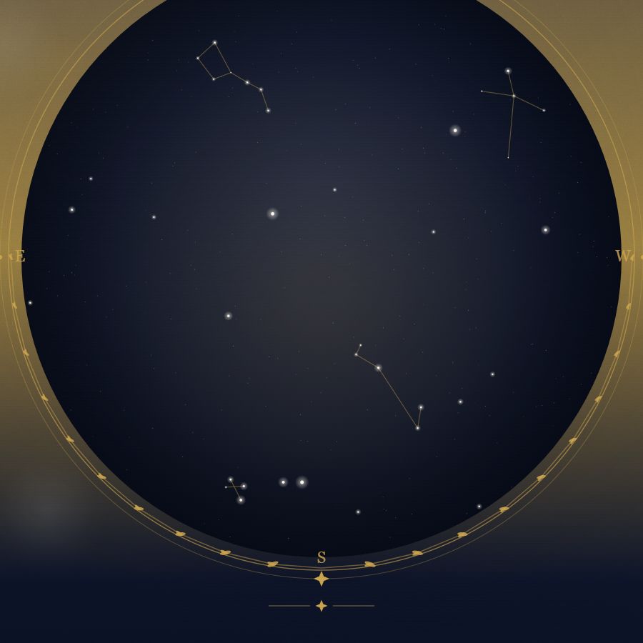 The night sky over Lagos — a star map showing the constellations visible from 6.52°N