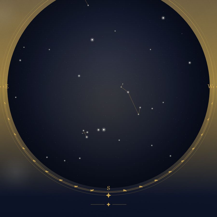 The night sky over Rio de Janeiro — a star map showing the constellations visible from 22.91°S